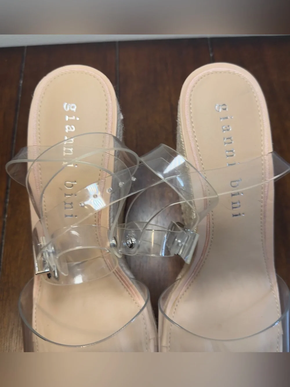 Gianni Bini Women’s Clear Strap Platform Wedge Sandal Sz 10 NWOB